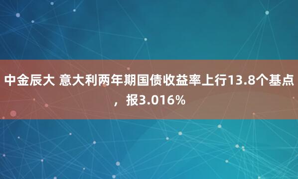 中金辰大 意大利两年期国债收益率上行13.8个基点，报3.016%